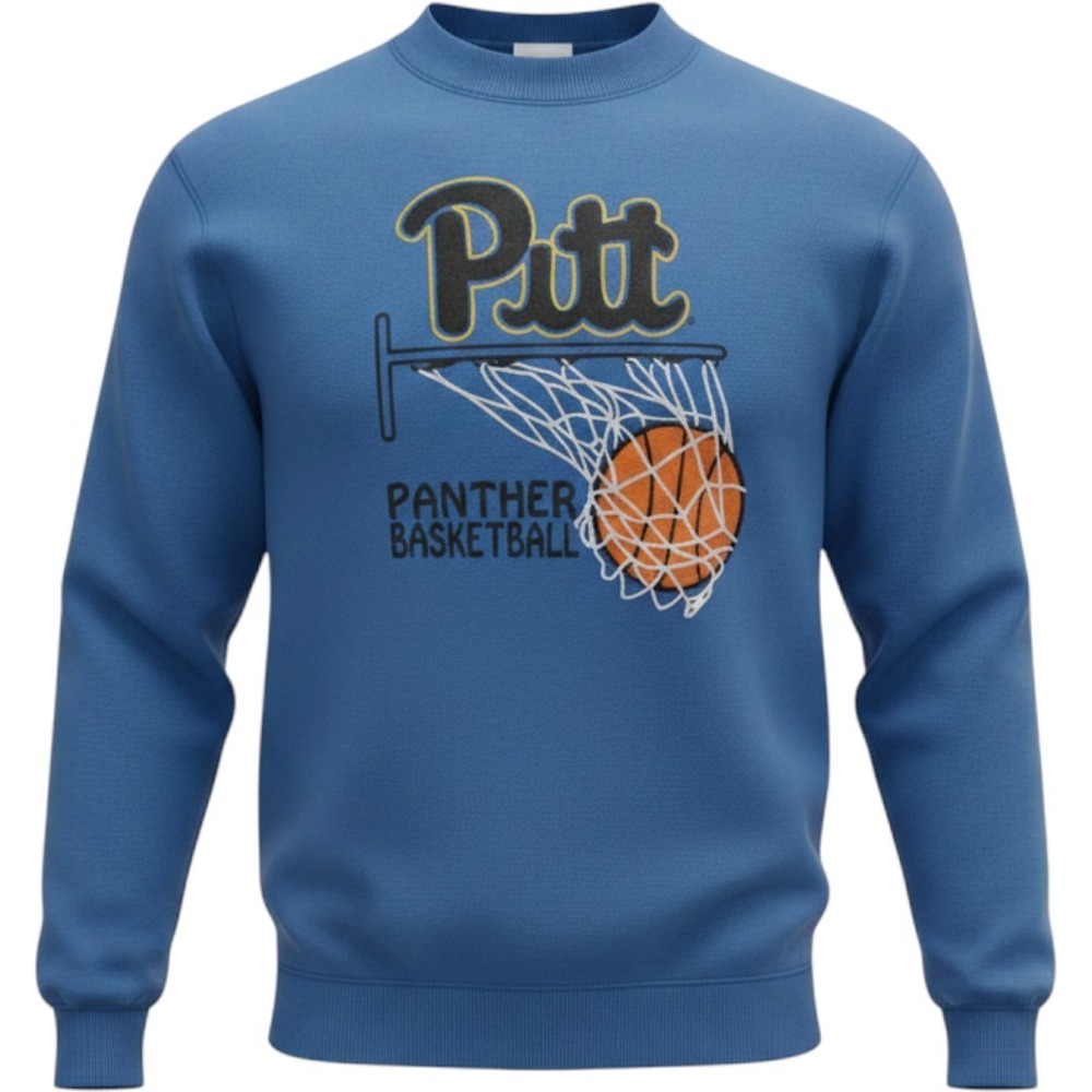 Vintage Pitt Panthers Basketball Sweatshirt PM Blue Crewneck Mens Large USA Made